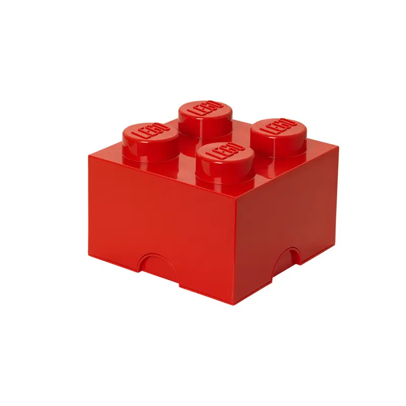 LEGO Bright Red Storage Brick – 4-Section Stackable Sorting Bin