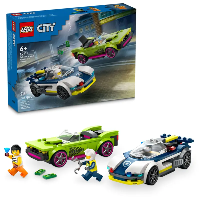 LEGO City 60415 Police vs Muscle Car Chase – Action-Packed 213-Piece Playset