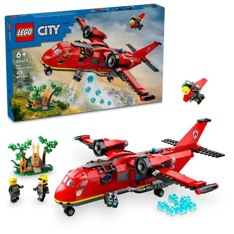 LEGO City Fire Rescue Plane Adventure – 478-Piece Emergency Set (60413)
