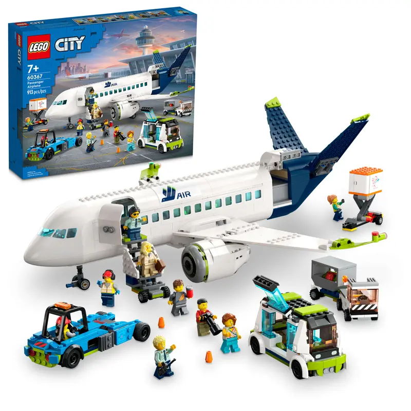 LEGO City Passenger Airplane – 930-Piece Detailed Aviation Building Set (60367)