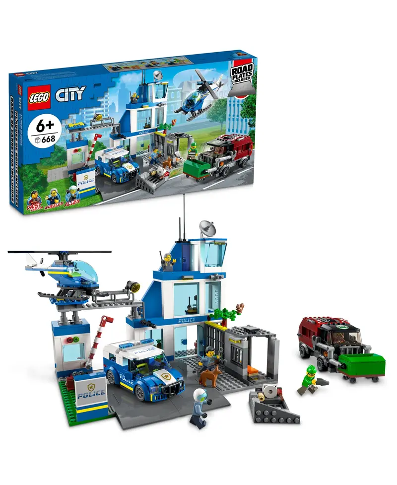 LEGO City Police Station Building Kit – 668-Piece Modular Law Enforcement Set (60316)