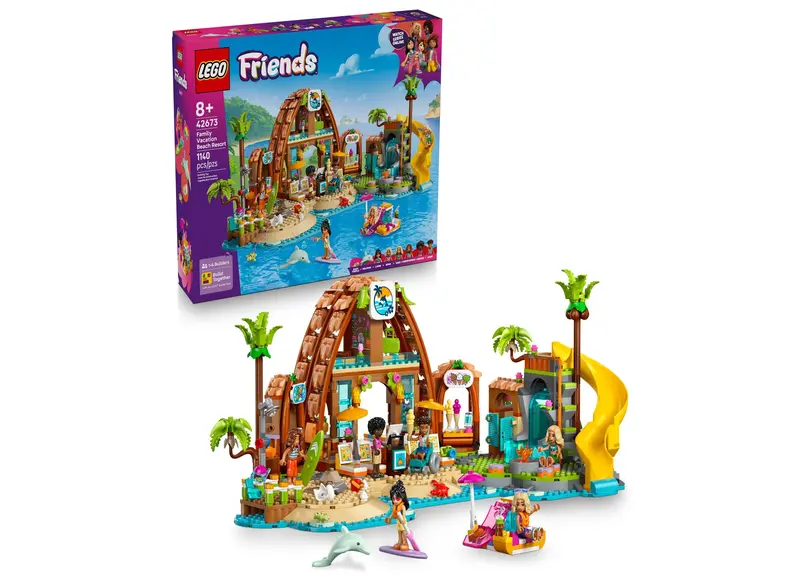 LEGO Friends Beach Resort Vacation Set – 1140-Piece Family Holiday Building Kit
