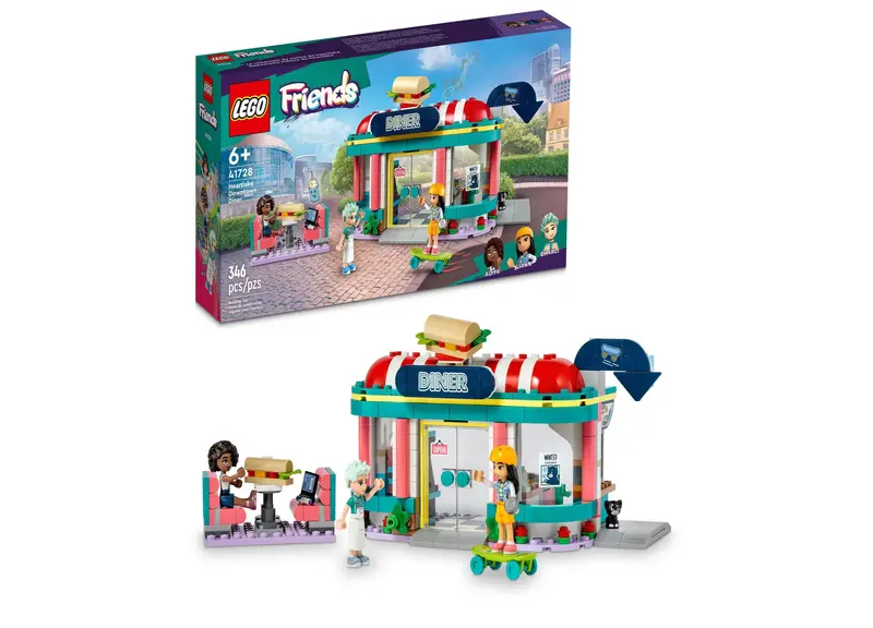 LEGO Friends Heartlake Downtown Diner – Creative Building Set with 3 Mini-Dolls