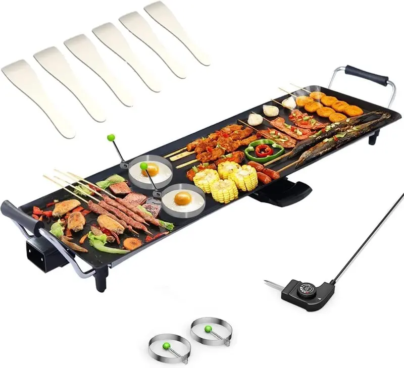 LERUEX Portable Electric Teppanyaki Grill – Compact Indoor Griddle for Home Cooking