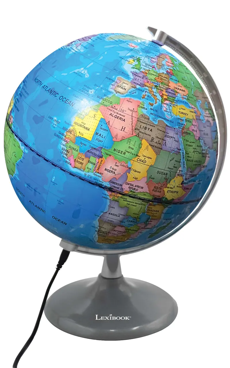 Lexibook Illuminated Globe – Dual-Side Day & Night Display with Sturdy Metal Base