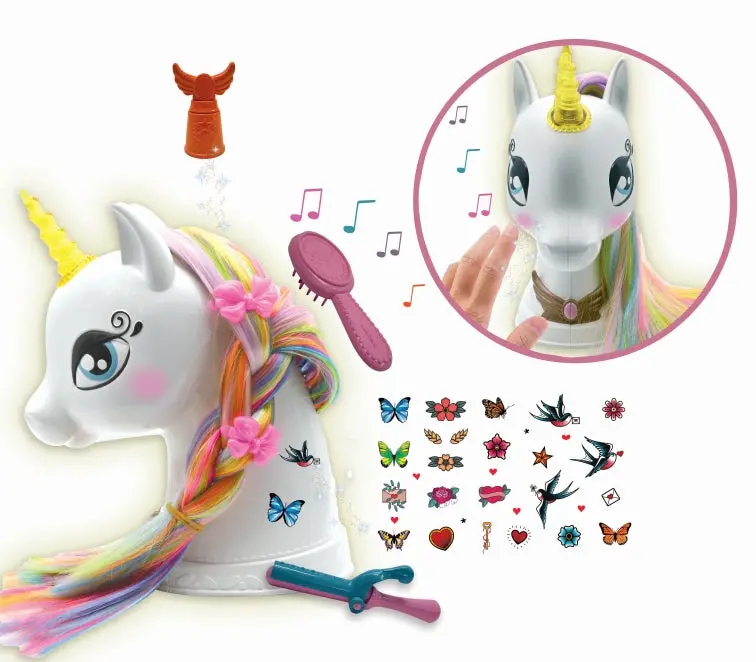 Lexibook Interactive Unicorn Styling Head – Light-Up Hair Playset with Magic Effects