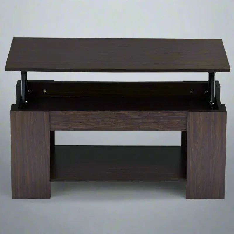Lift-Top Living Room Coffee Table with Integrated Workspace and Discreet Storage