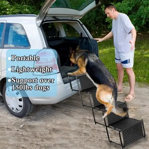 Lightweight Folding Dog Ramp – Non-Slip 4-Step or 5-Step Pet Stair Solution for Vehicles and Elevated Surfaces