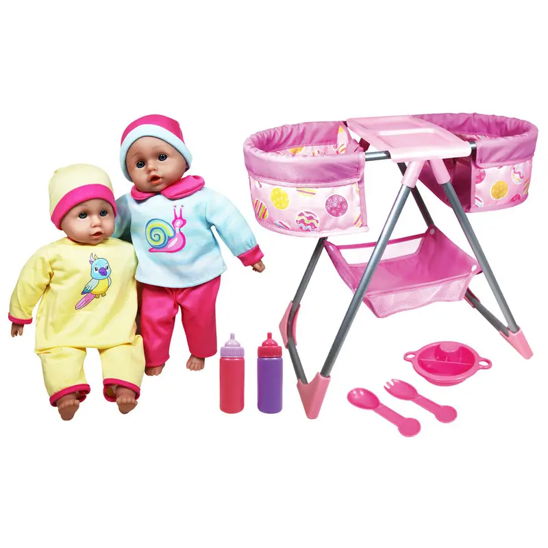 Lissi Twin Doll Highchair & Playset – Pink and Yellow Theme, Ages 2+