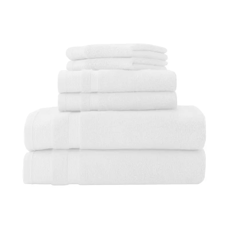 Luxury 6-Piece Cotton Bath Towel Set – Hotel-Grade Arctic White Towels for Bathroom Use