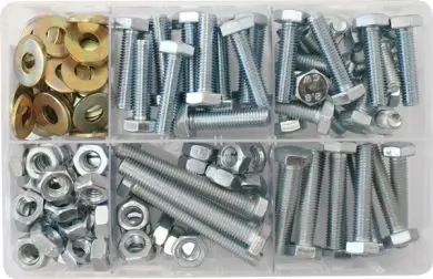 M10 Hardware Assortment – 150-Piece Kit (Setscrews, Nuts, Washers)