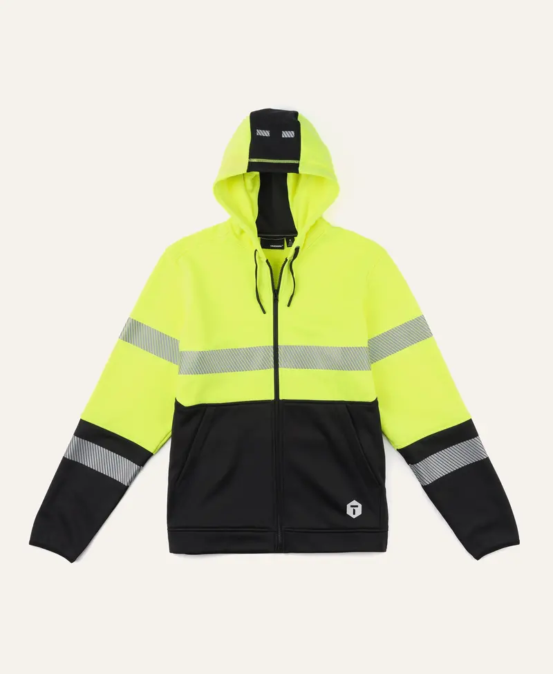 M2 Grid Zip-Up Hoodie with Hi-Vis Accents – Technical Comfort