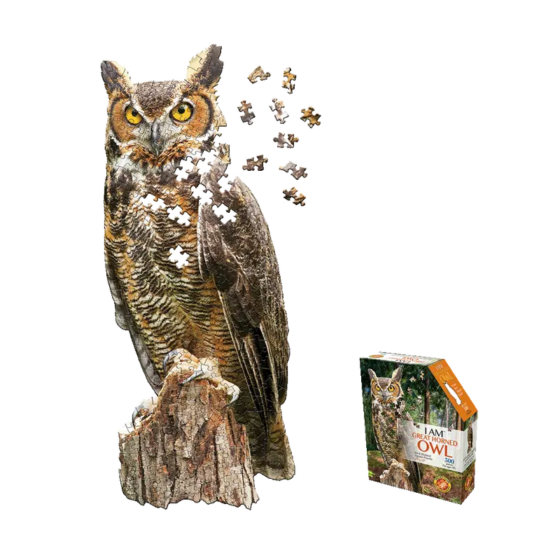 Madd Capp Great Horned Owl Puzzle – 300-Piece Nature-Inspired Shaped Jigsaw