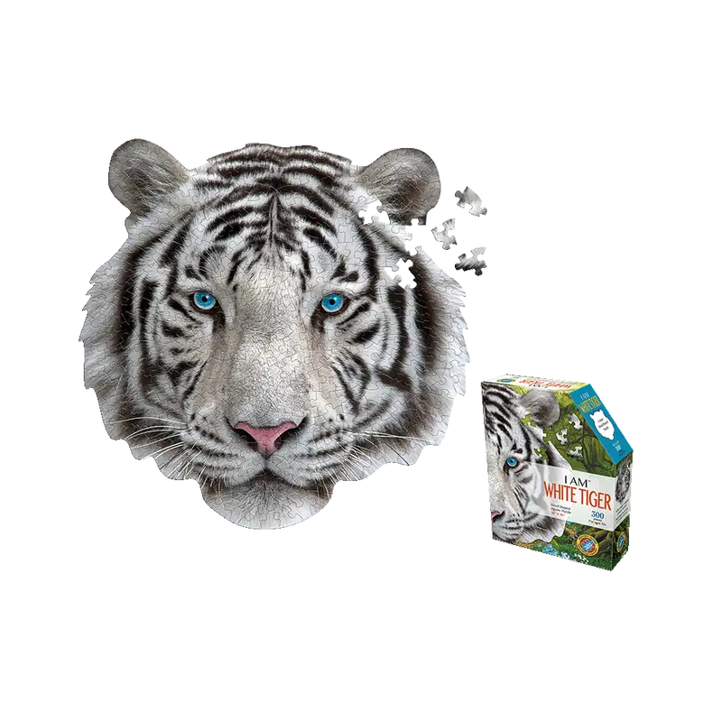 Madd Capp White Tiger-Shaped 300-Piece Animal Puzzle