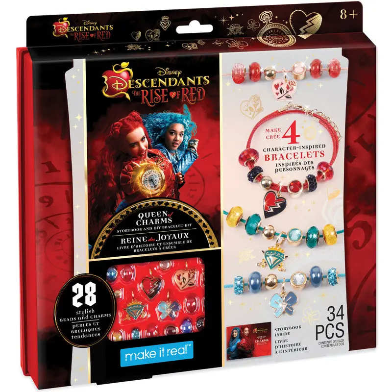 Make It Real Descendants Jewelry Craft Kit – Red Queen of Charms DIY Set (34 Pieces)