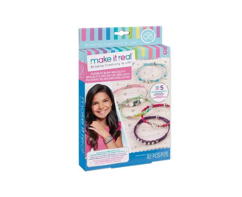 Make It Real Rainbow Bling Bracelet Making Kit – Vibrant Jewelry Craft Set