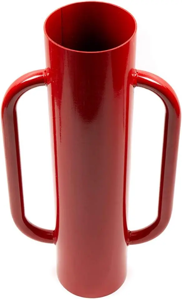 Manual Steel Fence Post Driver – Heavy-Duty Red-Painted Pounder with Reinforced Handles