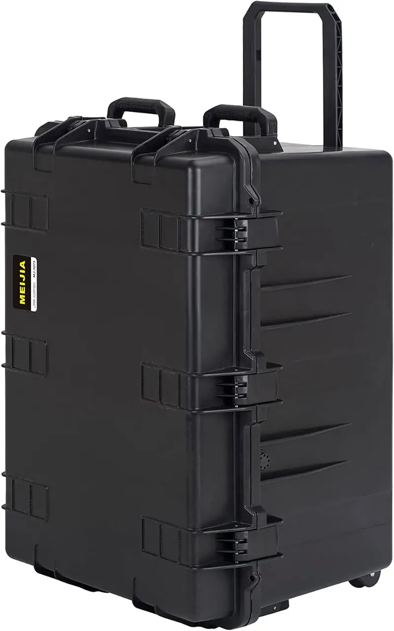 MEIJIA All-Weather Rolling Camera Case – Waterproof, Custom-Fit Foam Interior, Retractable Handle