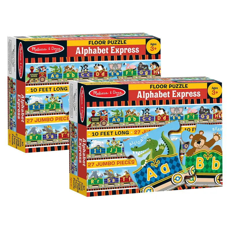 Melissa & Doug Alphabet Express Floor Puzzles – Two 27-Piece Learning Puzzles