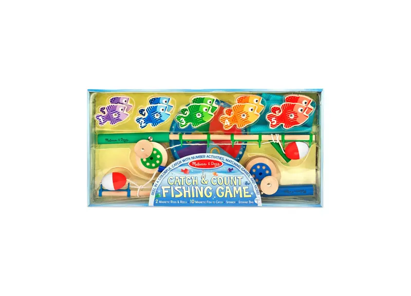 Melissa & Doug Catch & Count Magnetic Fishing Game – Wooden Early Math Toy