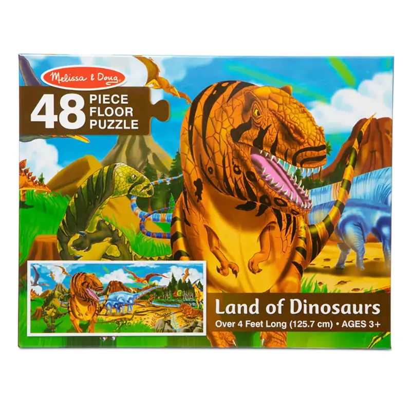 Melissa & Doug Land of Dinosaurs Floor Puzzle – 48-Piece Prehistoric Jigsaw