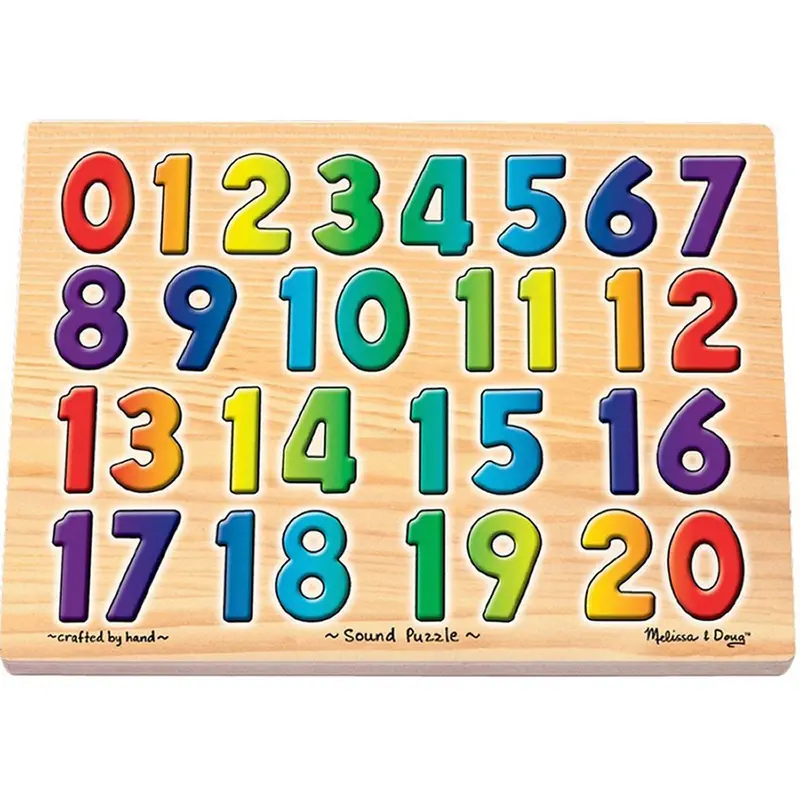 Melissa & Doug Numbers Sound Puzzle – Interactive Wooden Counting Toy with Audio Feedback
