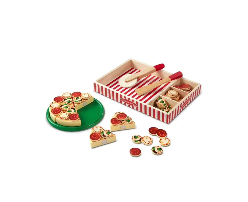 Melissa & Doug Pizza Party Wooden Play Food Set with Magnetic Toppings