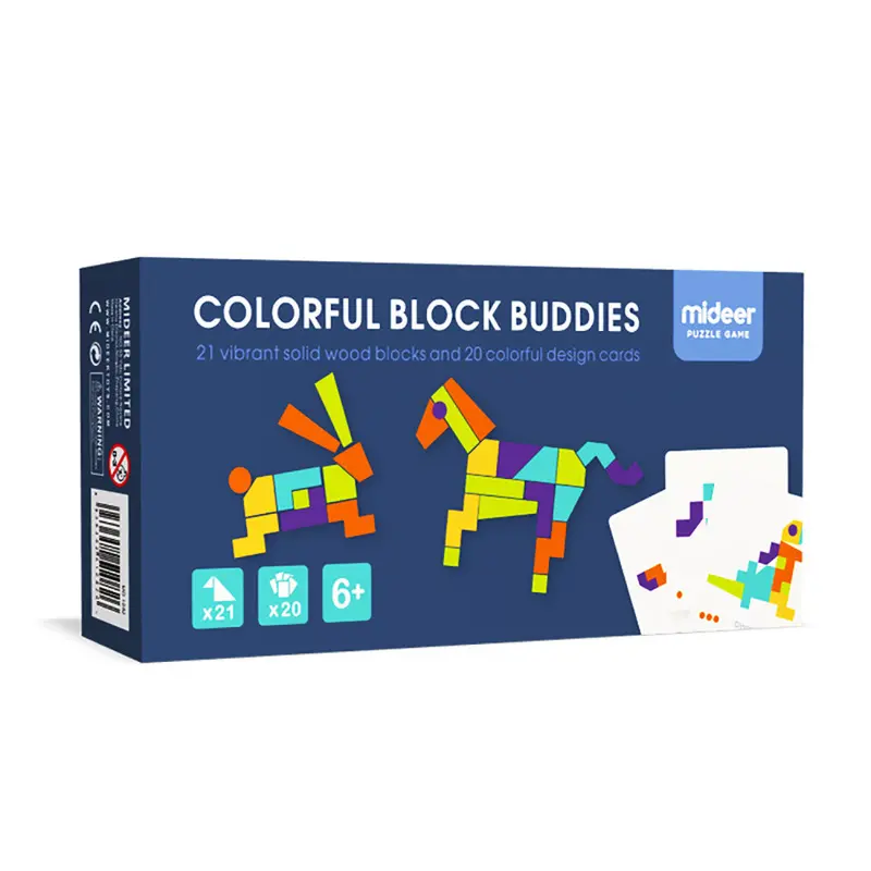 MiDeer 41-Piece Wooden Geometric Puzzle for Creative Thinking