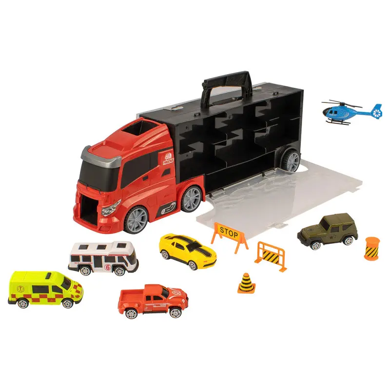 Mighty Motors Mega Big Rig Red Carry Case – Expandable Transport with Die-Cast Vehicle Collection