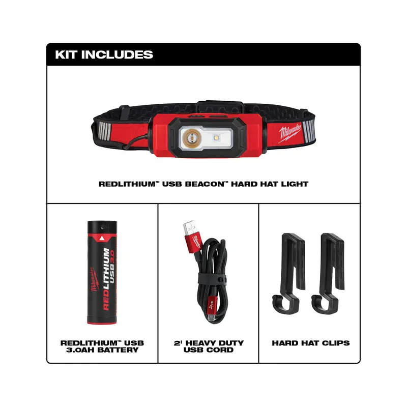 Milwaukee 2116-21 USB-Rechargeable BEACON Hard Hat Light Kit