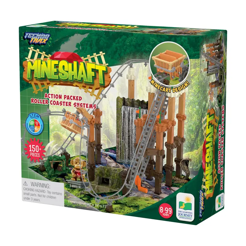 Mineshaft Roller Coaster Building Set – Techno Trax Engineering Kit – 150+ Components