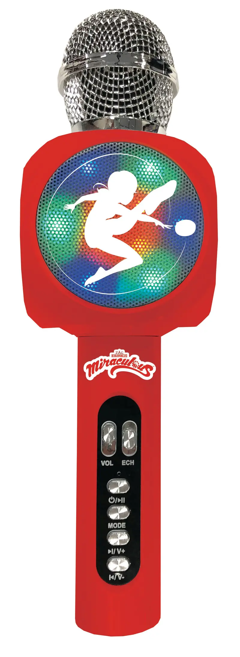 Miraculous Bluetooth Karaoke Mic – LED Light-Up Microphone with Real-Time Voice Effects