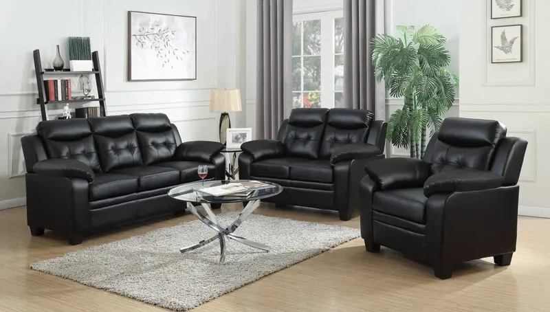 Modern 3-Piece Living Room Set – Leatherette Sofa, Loveseat & Accent Armchair in Coordinated Design