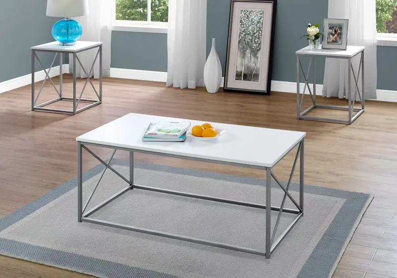 Modern Coffee Table & End Table Set – 3-Piece Living Room Furniture Collection K7951W / K7952E