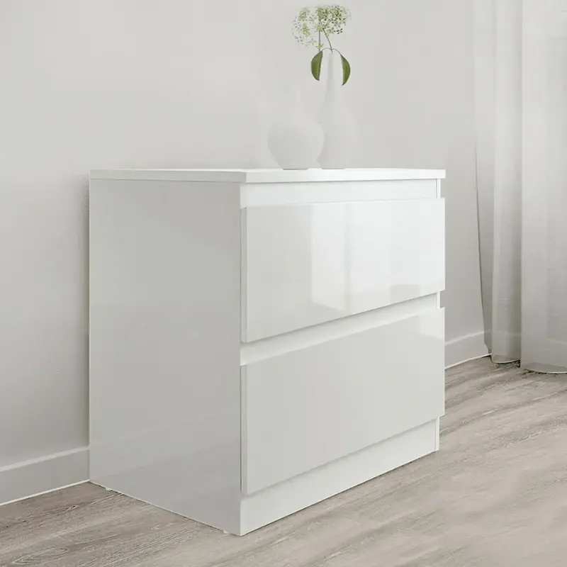 Modern High-Gloss Bedroom Dresser – Versatile Storage Cabinet with 2/4/5/8 Drawers in White or Black Finish