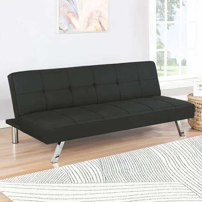Modern Metal Futon Sofa Bed – Space-Efficient Convertible Lounger and Sleeper for Apartments and Studios