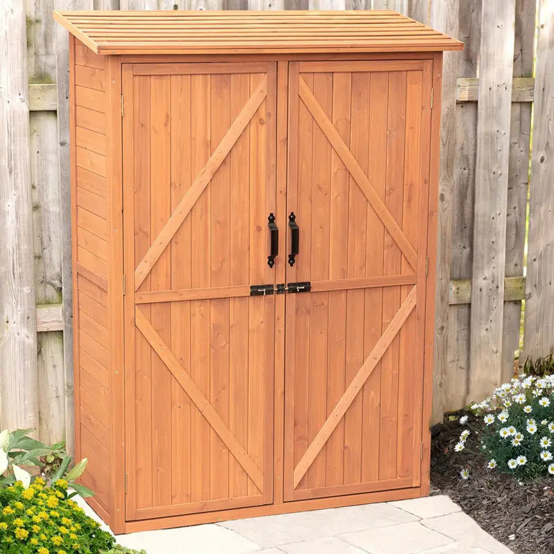 Multi-Section Outdoor Storage Cabinet – Robust Wooden Garden Shed with Modular Compartments for Tools, Supplies, and Equipment