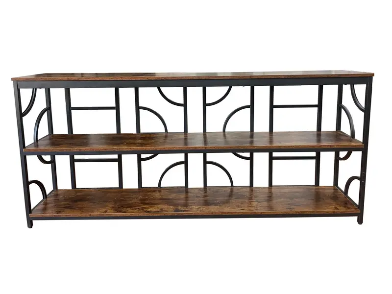 Narrow 3-Tier Industrial Console Table – 70.9″ W × 13.4″ D Modern Sofa Table