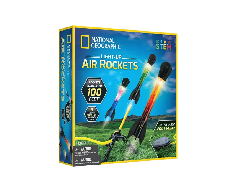 National Geographic Air Rockets STEM Kit – Light-Up Launch Experiment Set