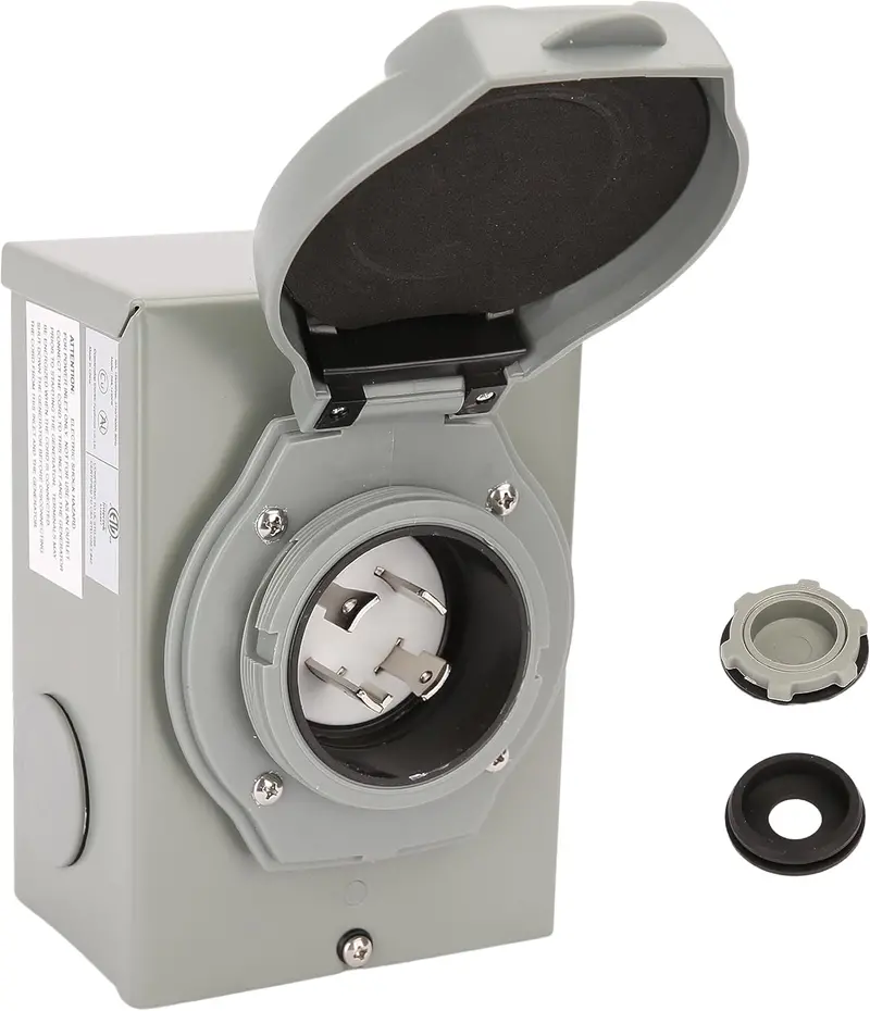 NEMA L14-30P 30-Amp Generator Inlet Box – Weatherproof 125/250V Outdoor Power Panel, ETL Certified (RML1430PB)