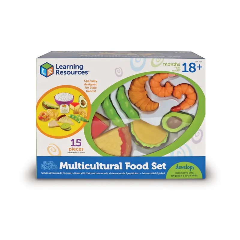 New Sprouts Multicultural Food Play Set – 15-Piece Inclusive Pretend Cooking Collection