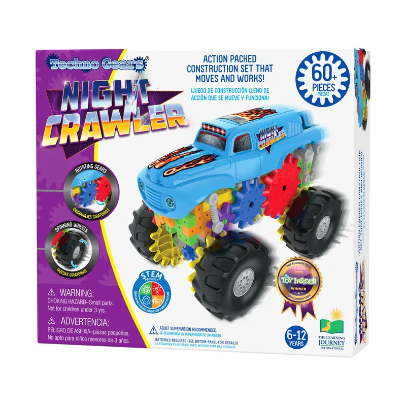 Night Crawler Monster Truck Building Set – Techno Gears STEM Construction Kit – 60+ Parts