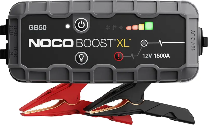 NOCO GB50 UltraSafe 12V Jump Starter: 1500A Lithium Power Bank with Jumper Cables