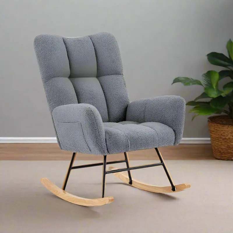 Nursery Rocking Glider Chair – Ergonomic Design with Solid Wood Base