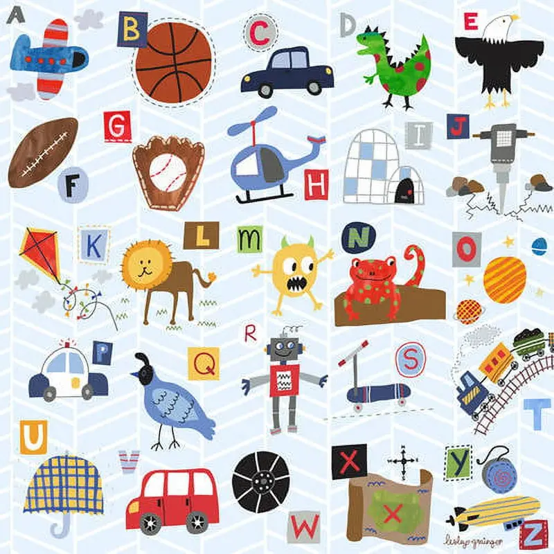 Oopsy Daisy My ABCs Textile Wall Art – Boy-Themed Alphabet Decor