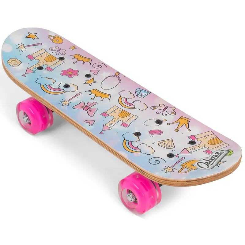Ozbozz 17-Inch Princess Skateboard – Wooden Deck with Dynamic Light-Up Wheels