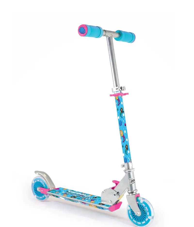 Ozbozz Mermaid Light-Up Scooter – Foldable 3-Wheel Ride-On for Kids 5 and Up