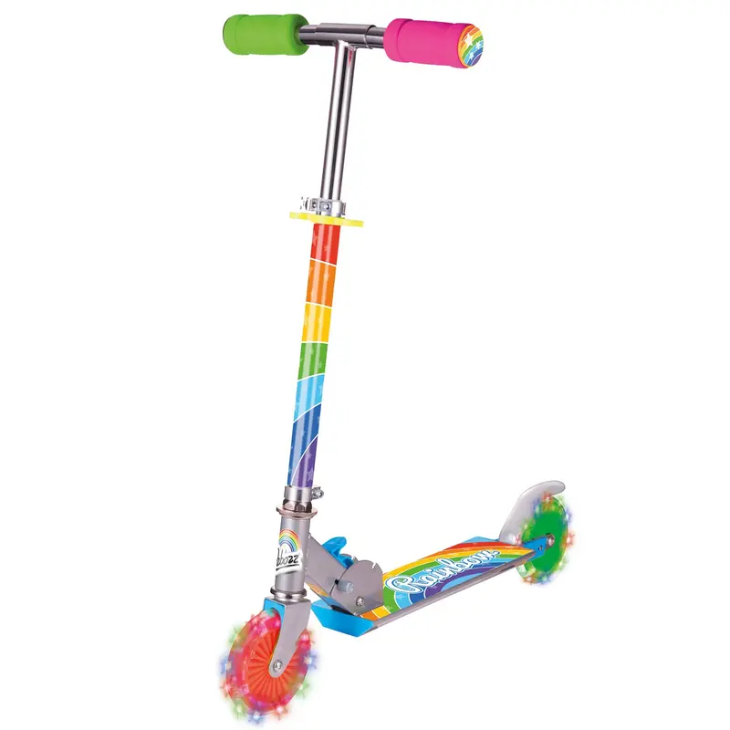 Ozbozz Rainbow Foldable Scooter – Light-Up Wheel Ride-On for Kids Age 5+