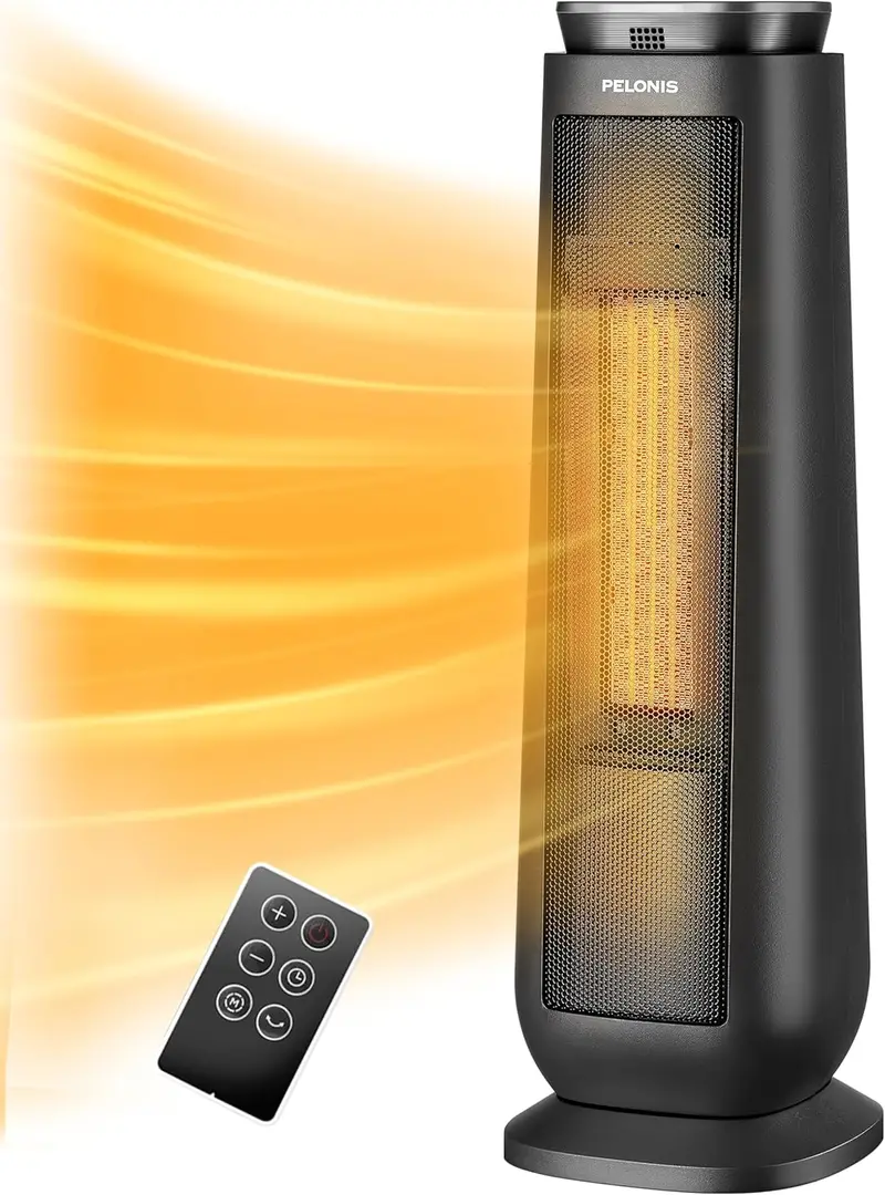Pelonis 1500W Oscillating PTC Space Heater – 23-Inch Indoor Fan Heater with Remote & Safety Features