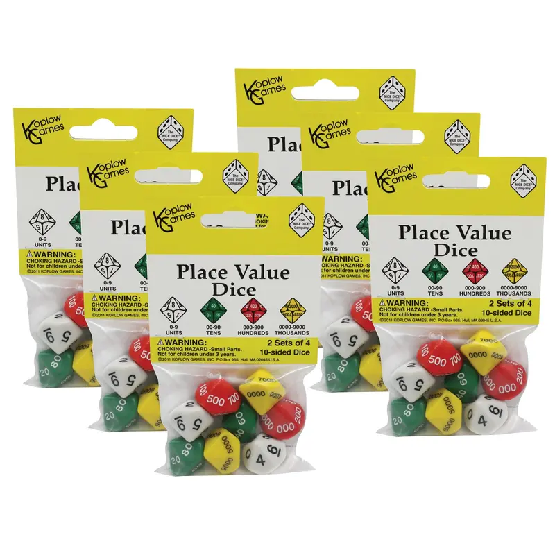 Place Value Dice Set – Koplow Games 48-Piece Color-Coded Learning Tool